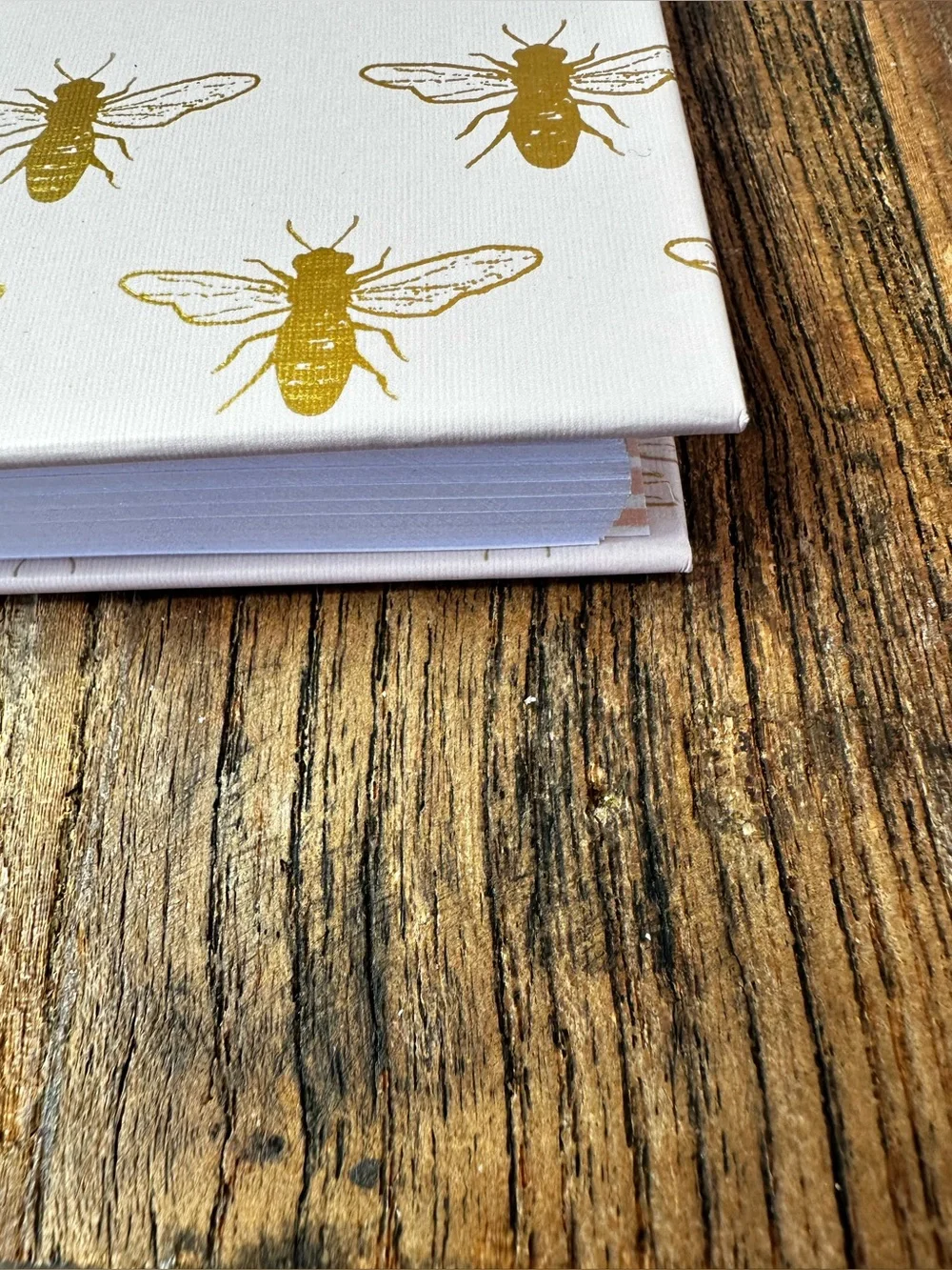 Gold Bee Spiral Notebook - White